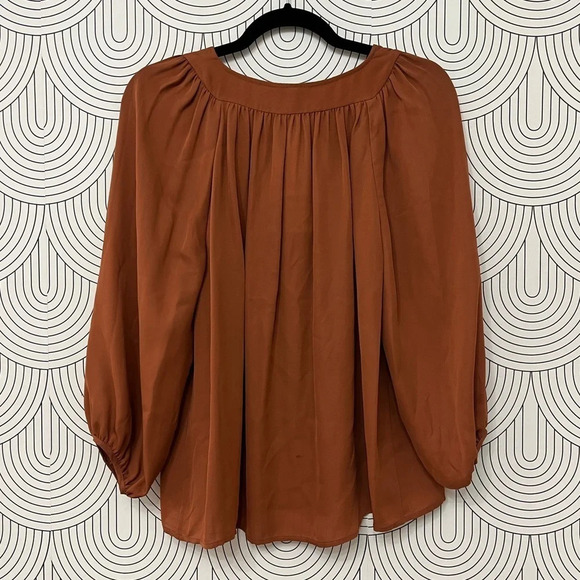 Joie Silk Blouse Burnt Terracotta V-Neck Blouse XS NWT - Picture 7 of 8